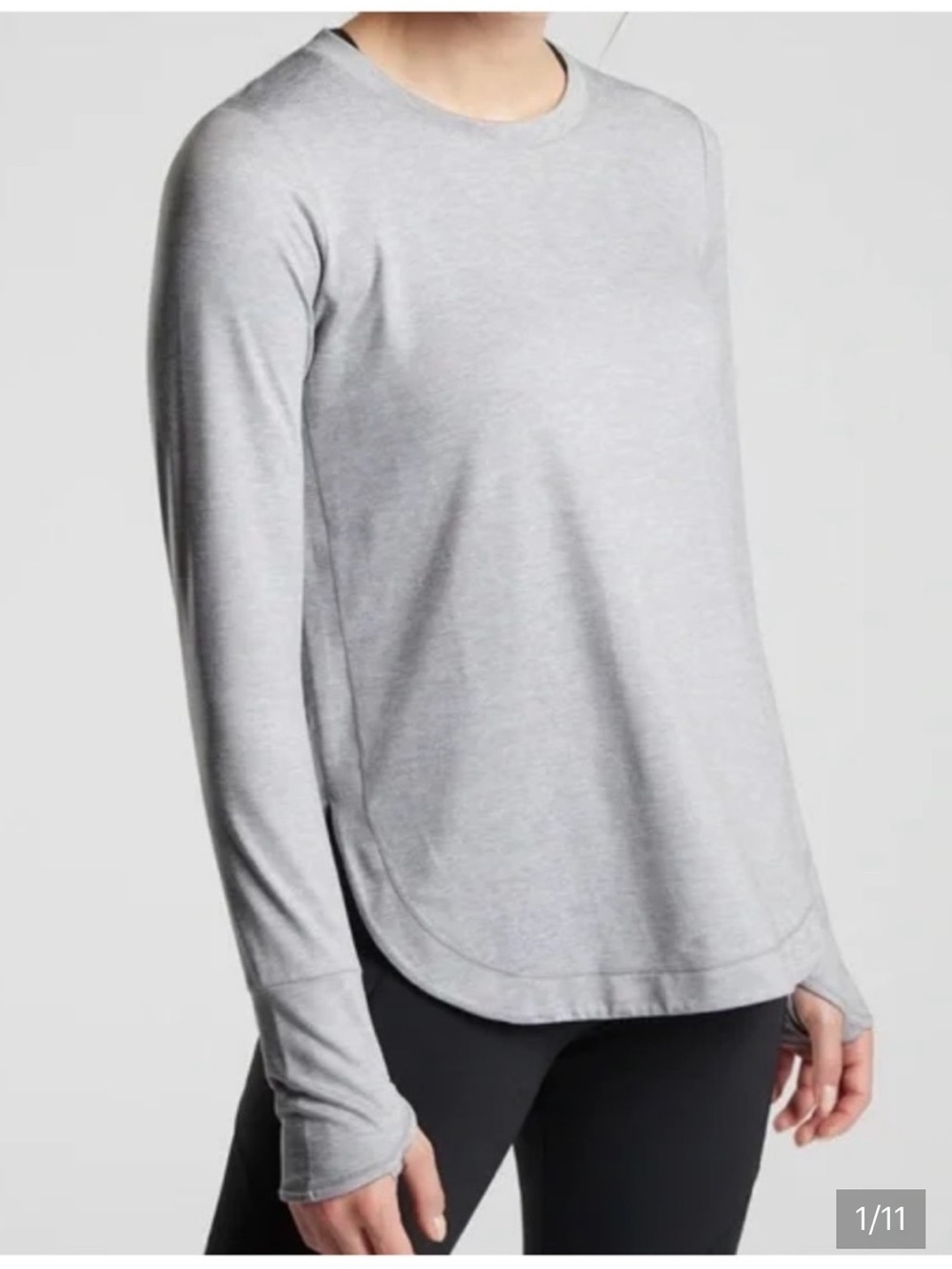 Athleta Uptempo Long-Sleeve Top — Heather Light Gray M Tall